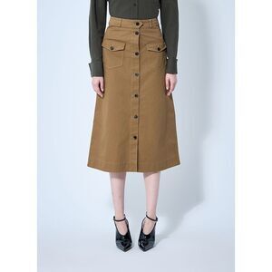 Saint Laurent Women Cotton Serge Midi Skirt